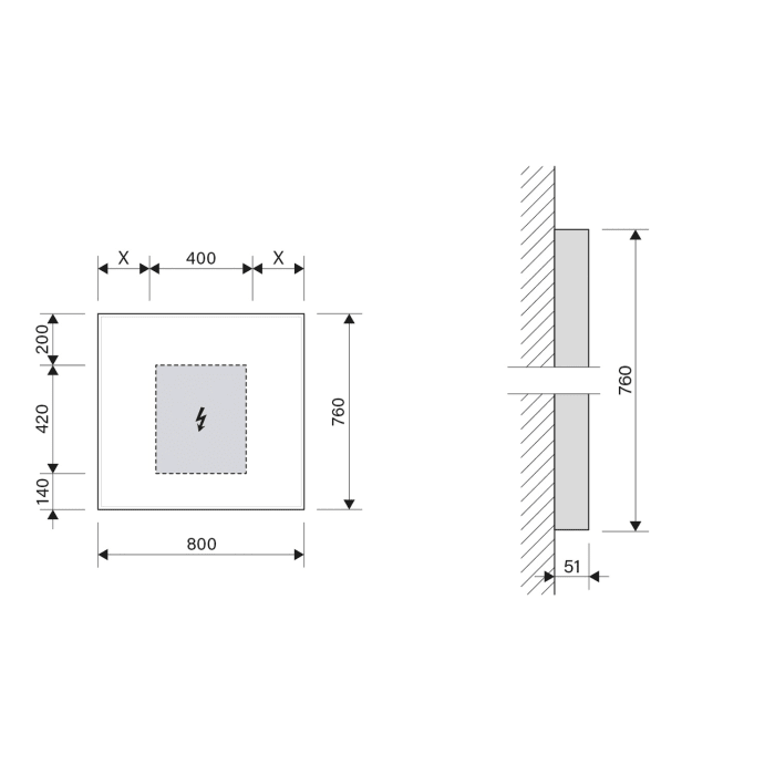 Schneider GLOW HCL Lichtspiegel A/SP 80/HCL/Sound 80 x 76 cm mit Soundsystem, LED Beleuchtung und Tageszeitsteuerung