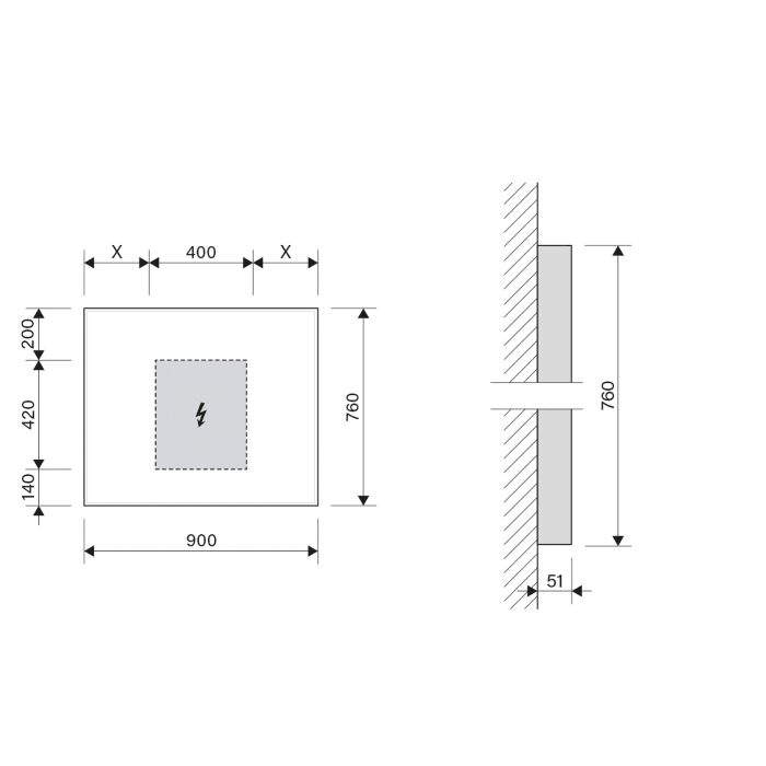 Schneider GLOW HCL Lichtspiegel A/SP 90/HCL/Sound 90 x 76 cm mit Soundsystem, LED Beleuchtung und Tageszeitsteuerung