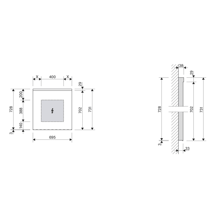 Schneider LOW plus LED Lichtspiegel DLC1/SP 70/LED 69,5 x 73,1 cm, 3000 K