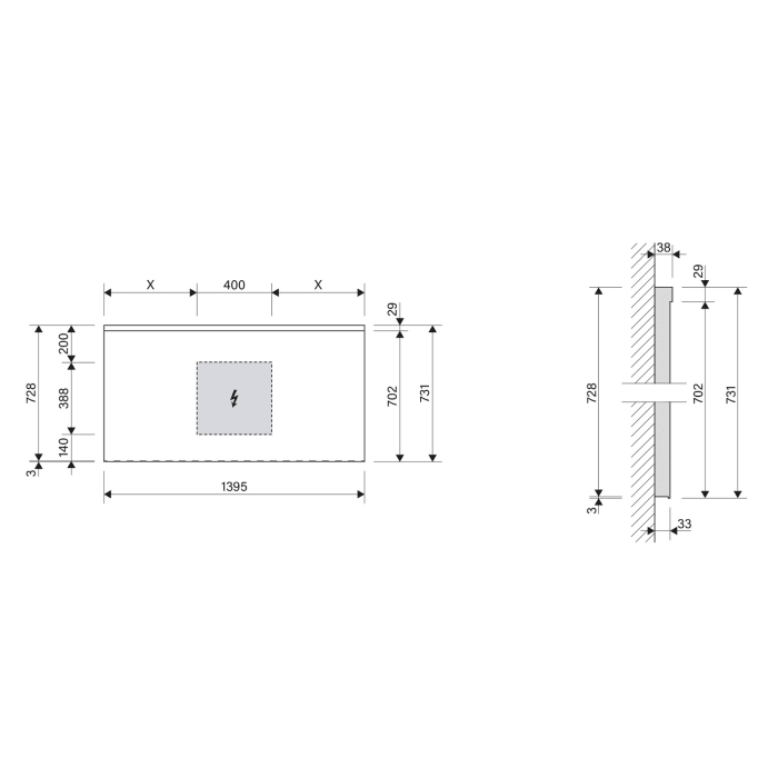 Schneider LOW plus LED Lichtspiegel DLC1/SP 140/LED 139,5 x 73,1 cm, 4000 K