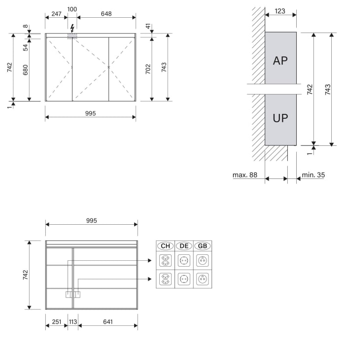 Schneider OBJECT Line Superior LED Spiegelschrank OLS1 100/3/LED 99,5 x 74,3 cm, 3000 K, CH