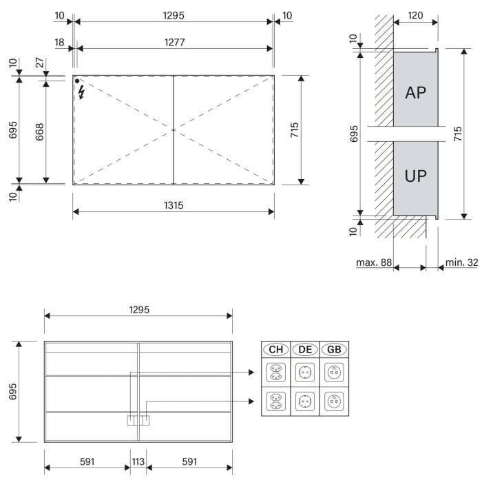Schneider STYLE TW Spiegelschrank ALC2 130/2/TW 131,5 x 71,5 cm, CH