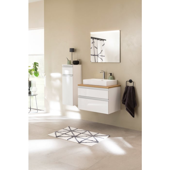 SCHÖNER WOHNEN-Kollektion Stockholm Badmöbelset aus Aufsatzwaschtischwaschtisch mit Waschtischplatte und Unterschrank und Spiegel