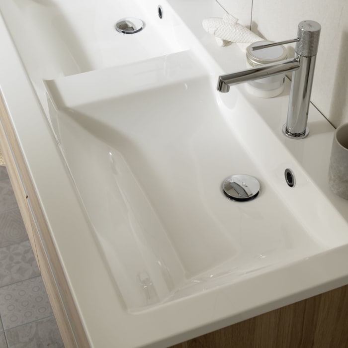 SCHÖNER WOHNEN-Kollektion Stockholm Mineralguss-Doppelwaschtisch mit Unterschrank 120 cm