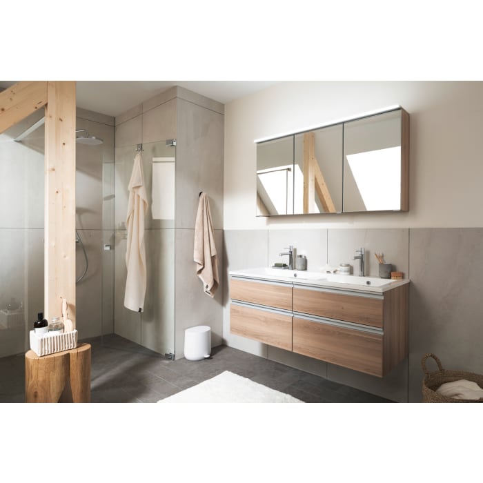 SCHÖNER WOHNEN-Kollektion Stockholm Mineralguss-Doppelwaschtisch mit Unterschrank 120 cm