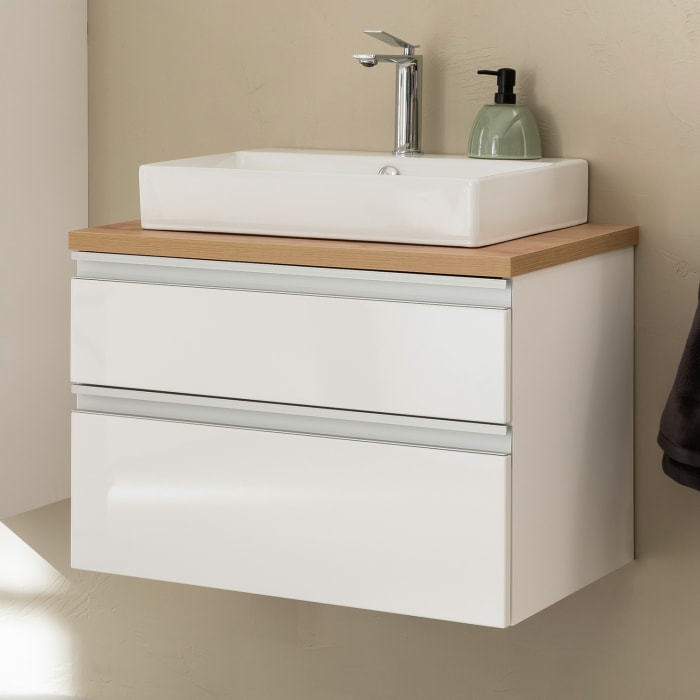 SCHÖNER WOHNEN-Kollektion Stockholm Aufsatzwaschtisch mit Waschtischplatte und Unterschrank 70 cm