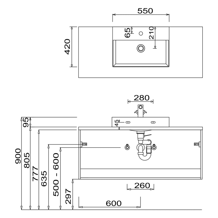 SCHÖNER WOHNEN-Kollektion Stockholm Aufsatzwaschtisch mit Waschtischplatte und Unterschrank 120 cm