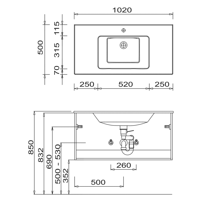 SCHÖNER WOHNEN-Kollektion Stockholm Keramikwaschtisch mit Unterschrank 102 cm