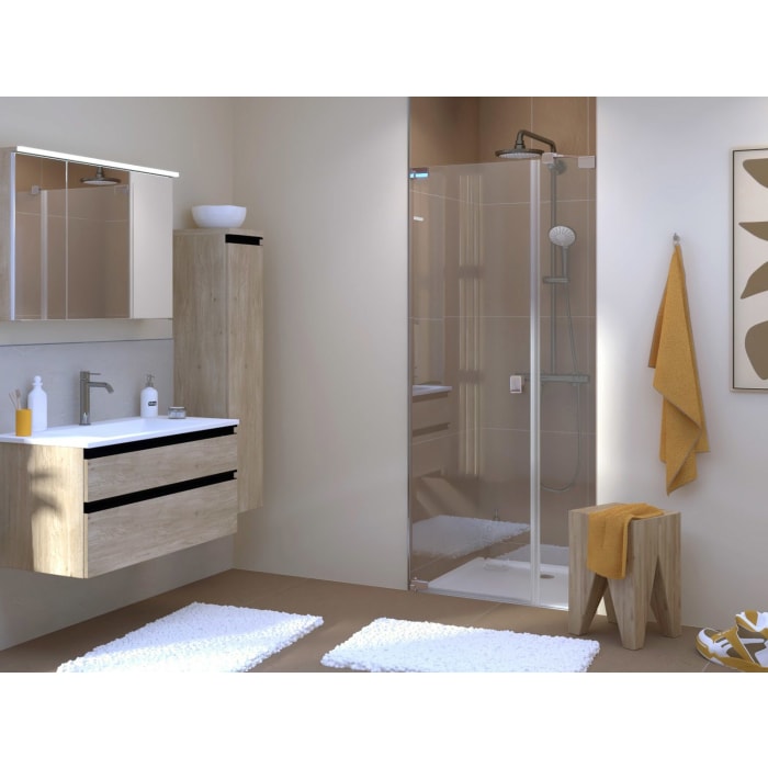 SCHÖNER WOHNEN-Kollektion FIT Nischentür mit festem Glaselement in Flucht 140 x 210 cm, Türanschlag links