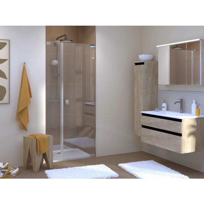 SCHÖNER WOHNEN-Kollektion FIT Nischentür mit festem Glaselement in Flucht 140 x 210 cm, Türanschlag rechts