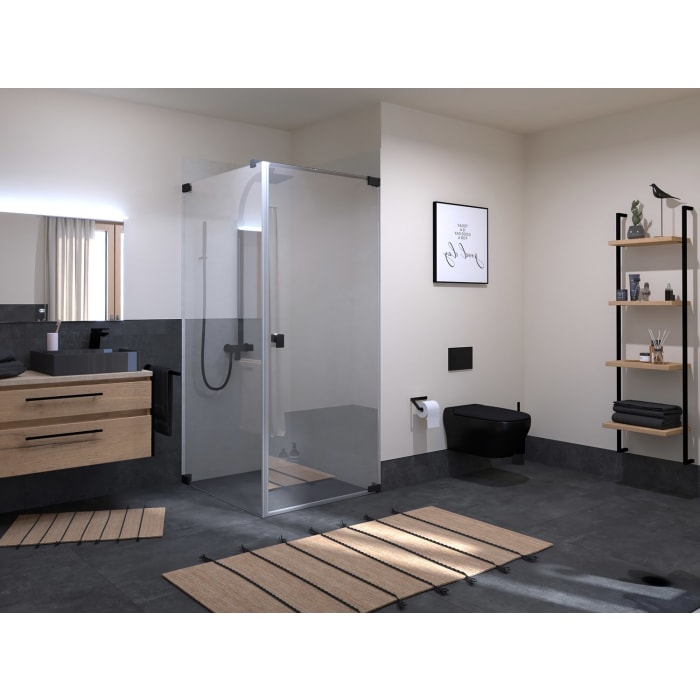 SCHÖNER WOHNEN-Kollektion FIT Drehtür mit Seitenwand 110 x 140 x 210 cm, Türanschlag rechts