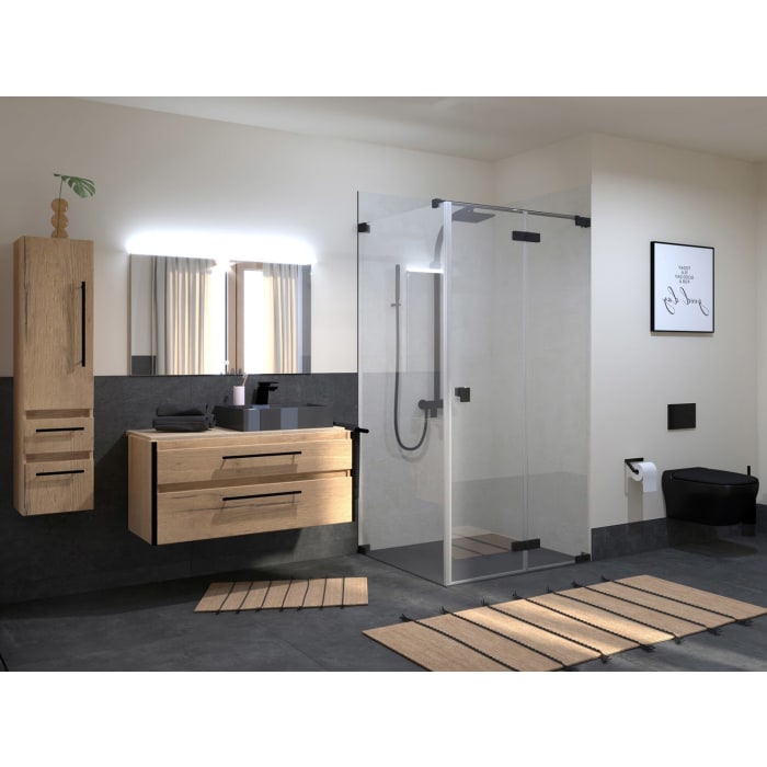 SCHÖNER WOHNEN-Kollektion FIT Drehfalttür mit Seitenwand 120 x 140 x 210 cm, Türanschlag rechts