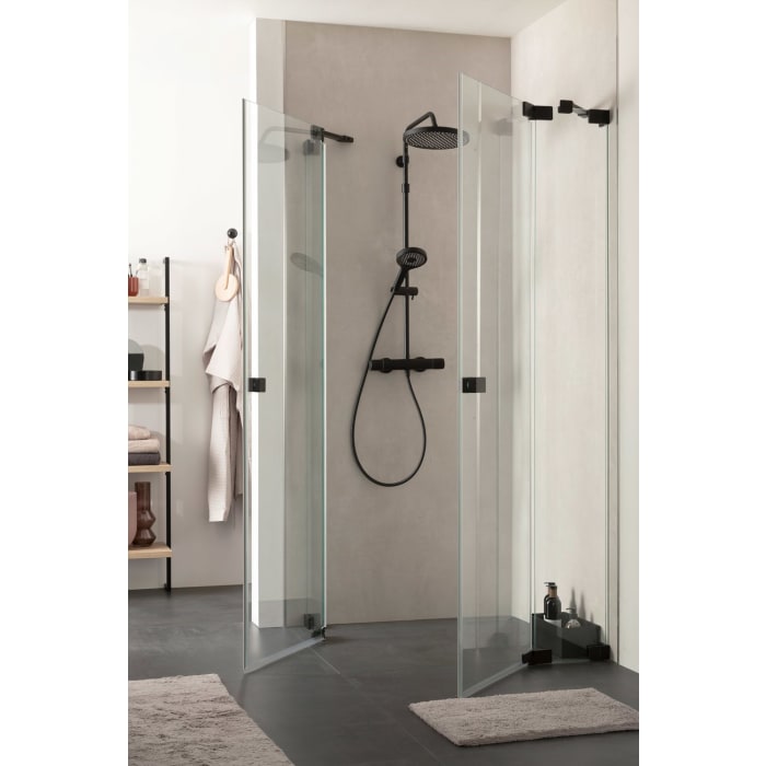 SCHÖNER WOHNEN-Kollektion FIT 2 Drehtüren mit 2 festen Glaselementen 140 x 140 x 210 cm