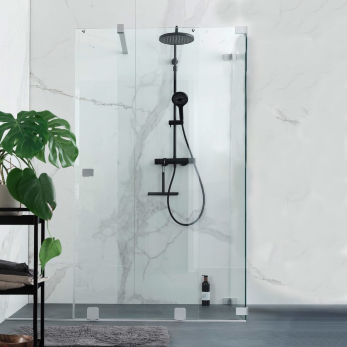 SCHÖNER WOHNEN-Kollektion FIT Walk-In Schiebetür mit Seitenwand 140 x 210 cm, mit Temperdur-Beschichtung, Türanschlag rechts