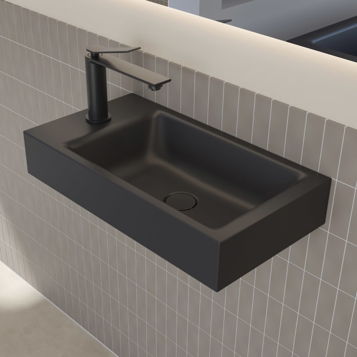 SCHÖNER WOHNEN-Kollektion SKAGEN Hand-Wandwaschtisch 55 x 30 cm, Hahnlochbank links