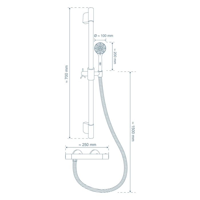 Schütte AQUA 2 SAVE Stangenbrauseset mit Thermostat