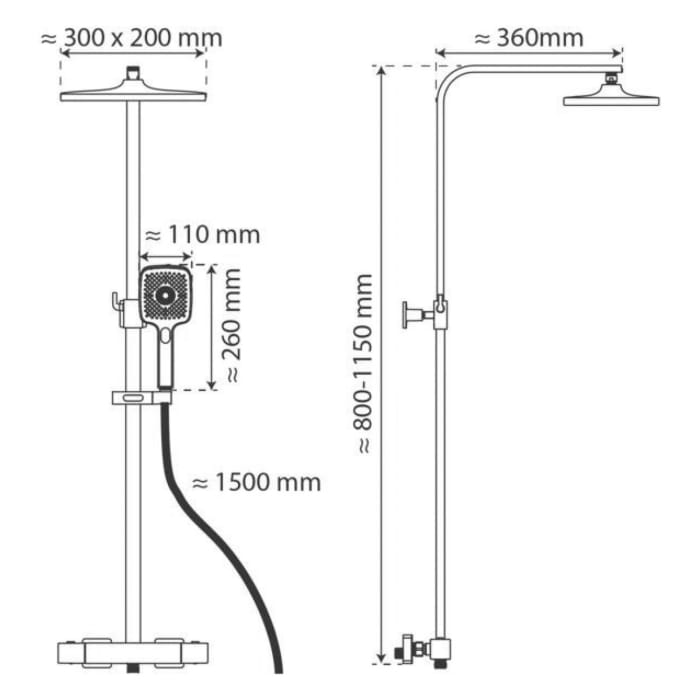 Schütte GRAN CANARIA Überkopfbrause-Set, mit Thermostatarmatur