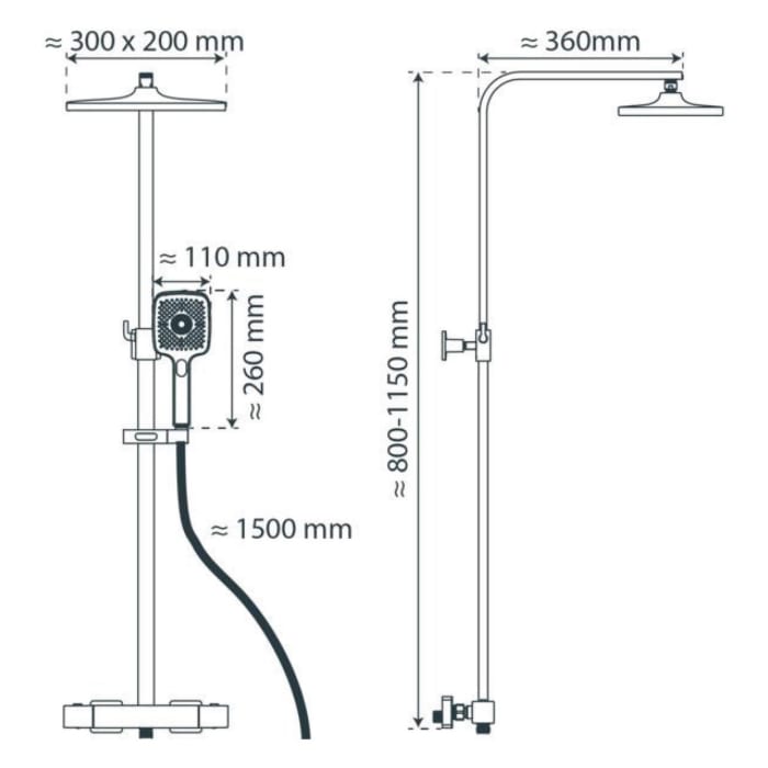 Schütte GRAN CANARIA Überkopfbrause-Set, mit Thermostatarmatur