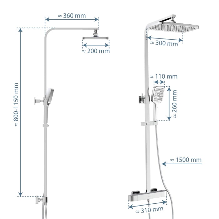 Schütte GRAN CANARIA Überkopfbrause-Set, mit Thermostatarmatur