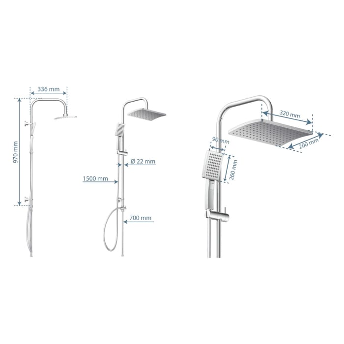Schütte MALLORCA Duschsystem mit Kopfbrause und Handbrause, ohne Armatur