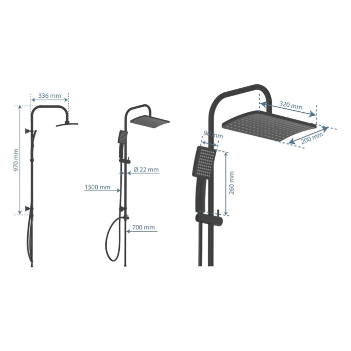 Schütte MALLORCA Duschsystem mit Kopfbrause und Handbrause, ohne Armatur