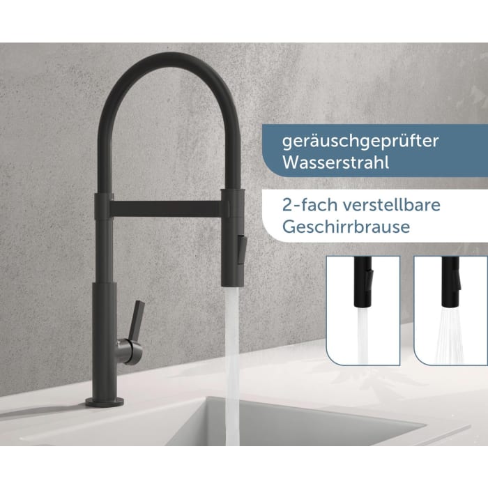 Schütte MIAMI Einhebel Küchenarmatur mit Geschirrbrause, ausziehbar und schwenkbar