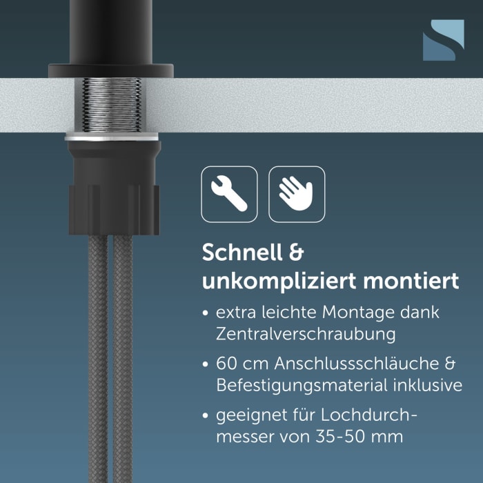 Schütte MIAMI Einhebel Küchenarmatur mit Geschirrbrause, ausziehbar und schwenkbar