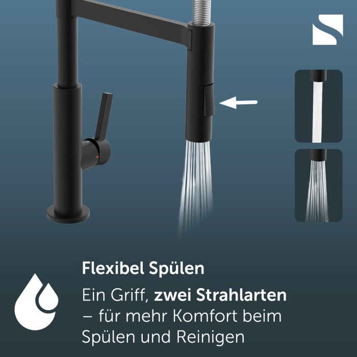 Schütte MIAMI Einhebel Küchenarmatur mit Geschirrbrause, ausziehbar und schwenkbar