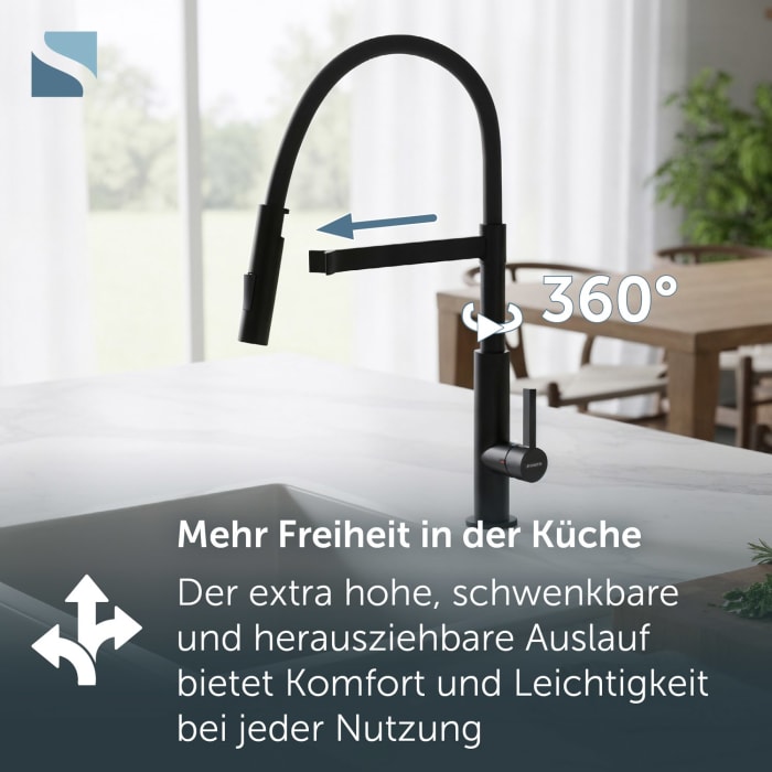 Schütte MIAMI Einhebel Küchenarmatur mit Geschirrbrause, ausziehbar und schwenkbar