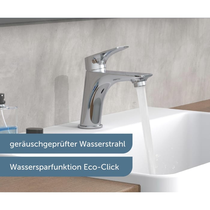 Schütte BOSTON Waschtischarmatur mit Ablaufgarnitur und Pop Up Abflussstopfen