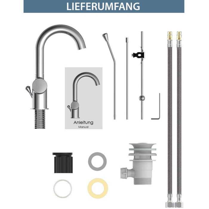 Schütte CORNWALL Waschtischarmatur mit Ablaufgarnitur