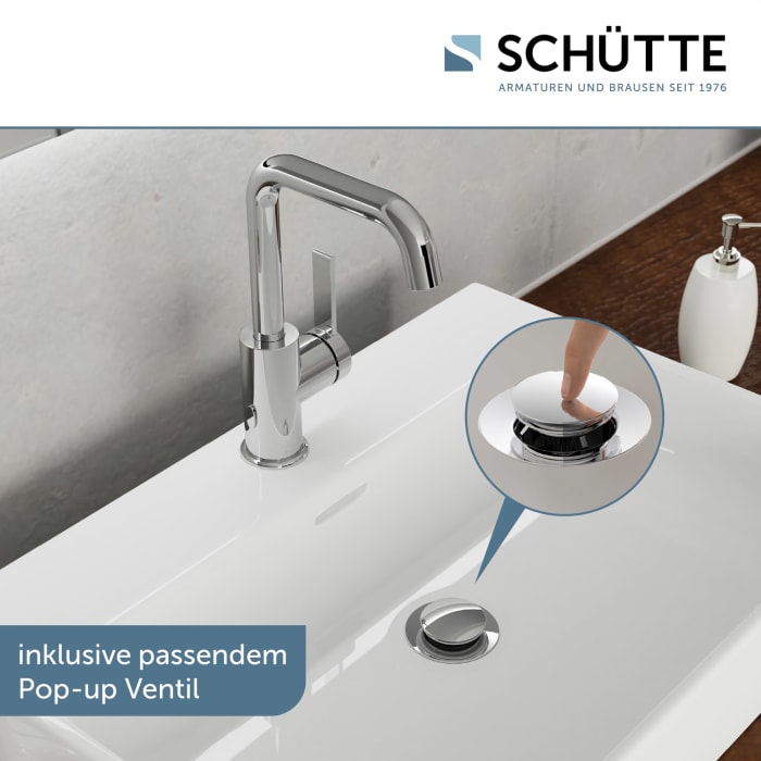 Schütte LOS ANGELES Waschtischarmatur mit Push-Open Ablaufgarnitur