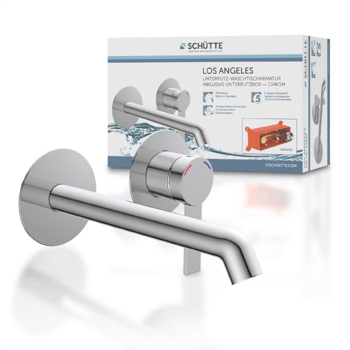 Schütte LOS ANGELES Waschtischarmatur für Wandmontage inkl. Unterputzbox