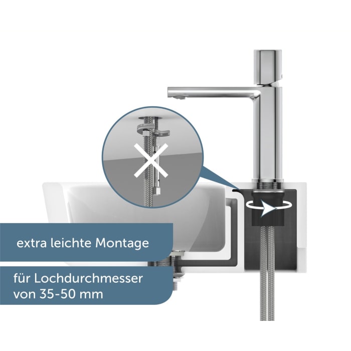 Schütte NEW YORK Waschtischarmatur mit Ablaufgarnitur und Pop Up Abflussstopfen