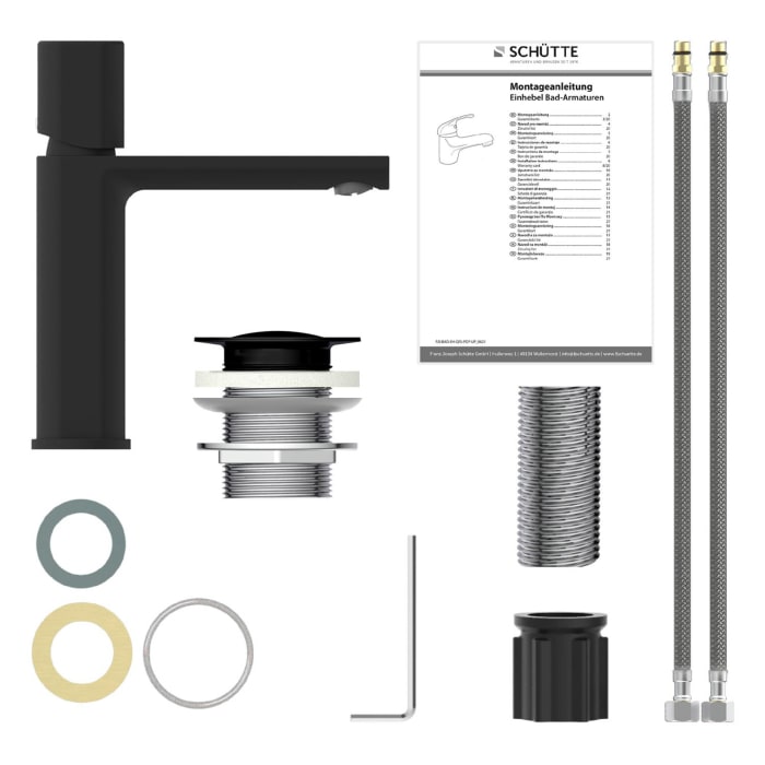 Schütte NEW YORK Waschtischarmatur mit Ablaufgarnitur und Pop Up Abflussstopfen