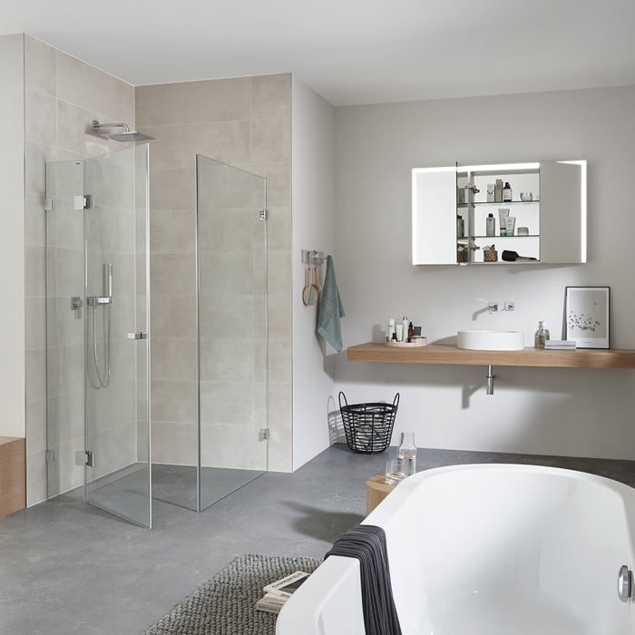 Sprinz Granat Pendeltür mit Festteil und Seitenwand 120 x 120 x 210 cm