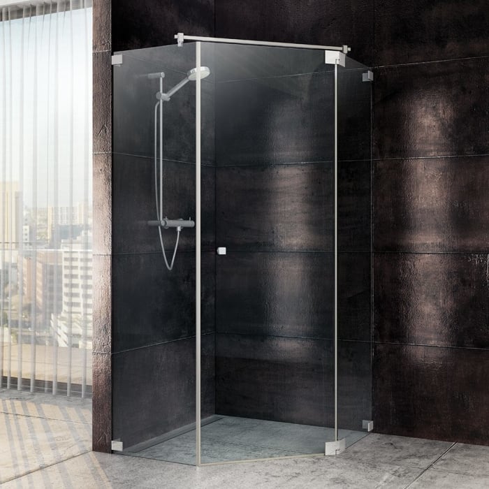 Sprinz Omega Fünfeckdusche 3-teilig 90 x 90 x 200 cm mit Drehtür