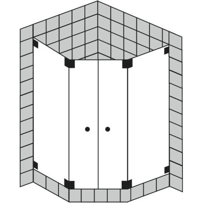 Sprinz Omega Fünfeckdusche 4-teilig 90 x 90 x 200 cm mit Pendeltüren