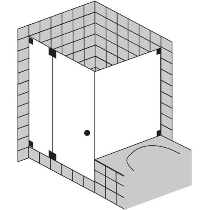 Sprinz Omega Drehtür mit Festteil und kurzer Seitenwand bis 90 x 90 x 200 cm