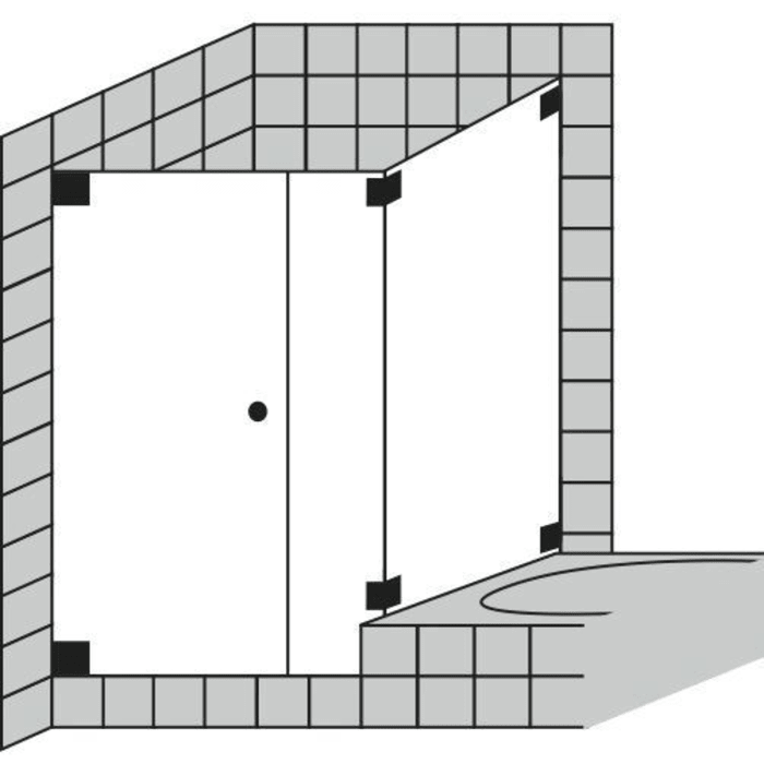 Sprinz Omega Drehtür mit Festteil und kurzer Seitenwand bis 90 x 90 x 200 cm