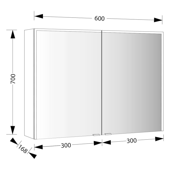 Sprinz Pure-Line Spiegelschrank Aufputz mit 2 Türen 60 cm
