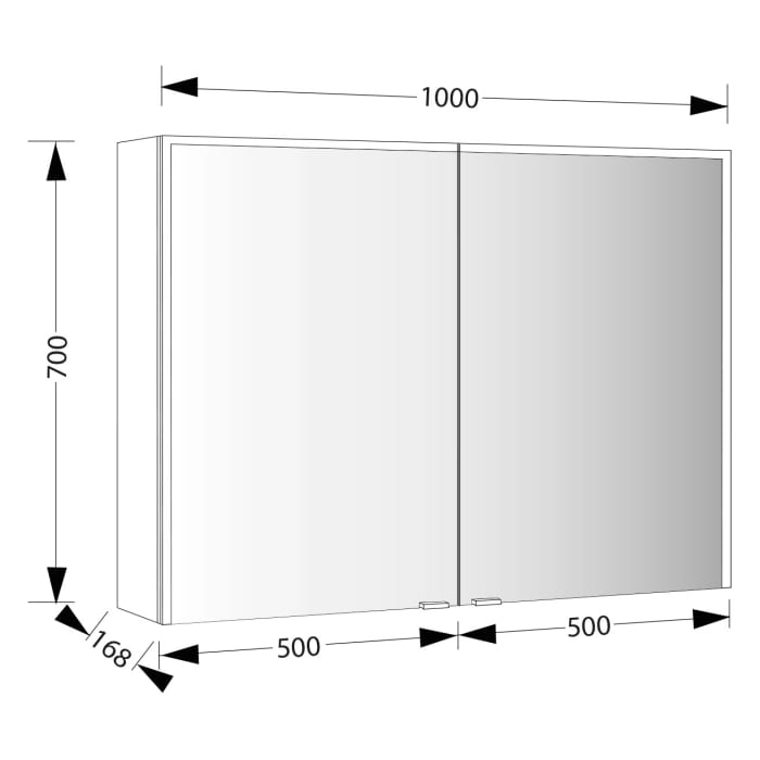 Sprinz Pure-Line Spiegelschrank Aufputz mit 2 Türen 100 cm