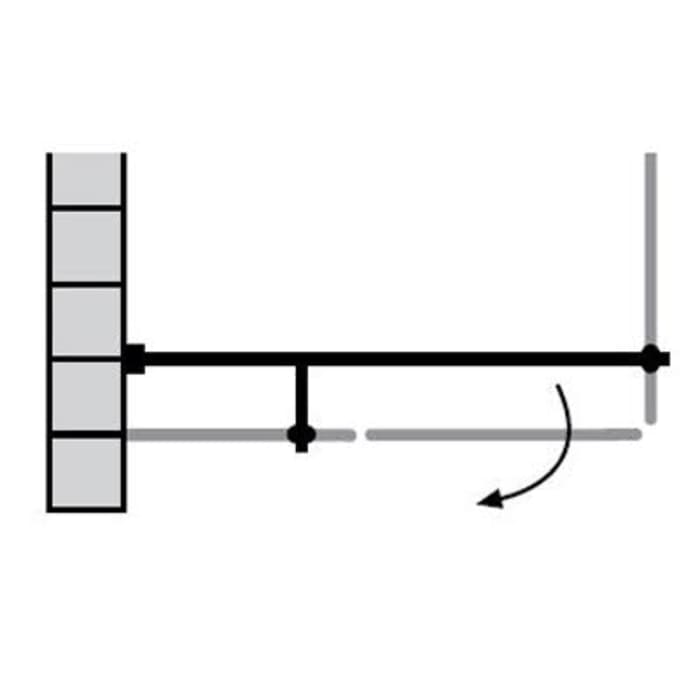 Sprinz Supersteel Haltestange eckig mit T-Stück, Glas-Wand, 100 cm