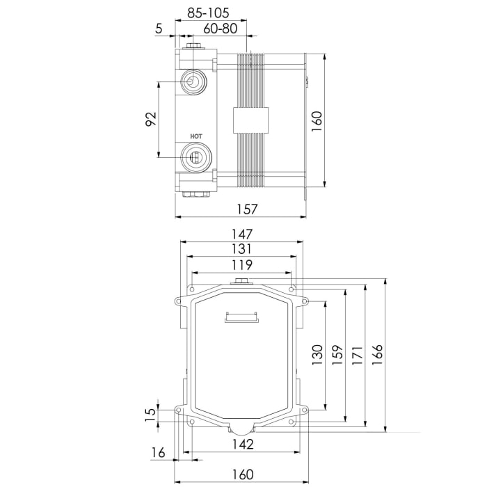 Steinberg Universal Unterputz Einbaukörper 3/4