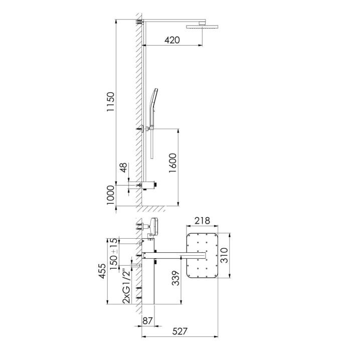 Steinberg Serie 390 Brauseset mit Thermostat, pushtronic