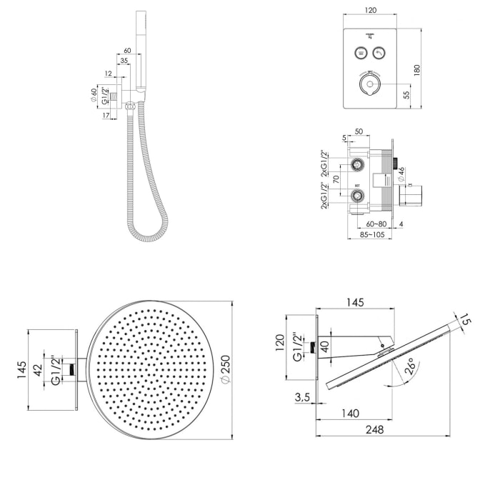 Steinberg Serie 390 Unterputz Brause-Komplettset für 2 Verbraucher