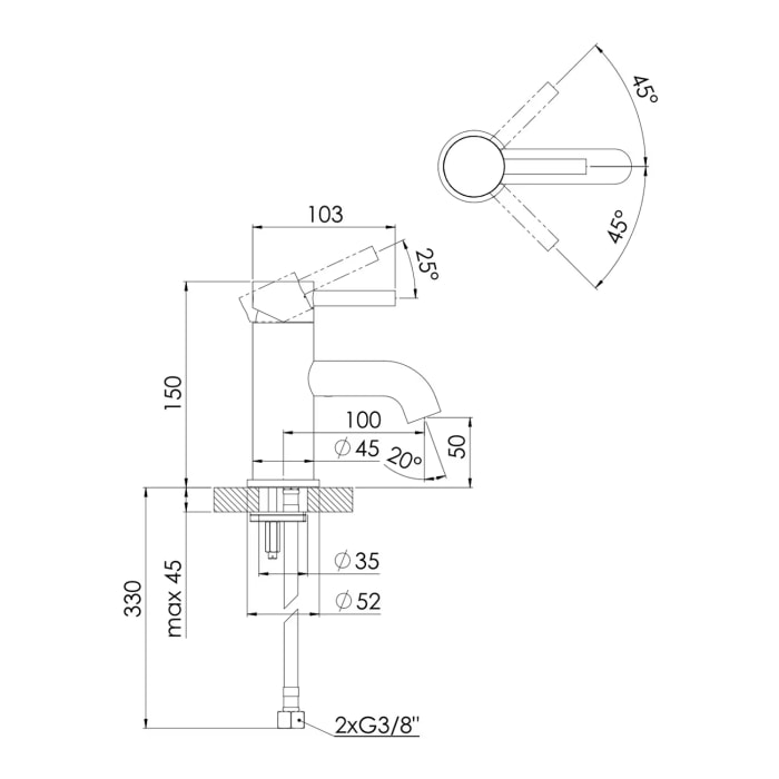 Steinberg Serie 100 Waschtisch-Einhebelmischbatterie ohne Ablaufgarnitur