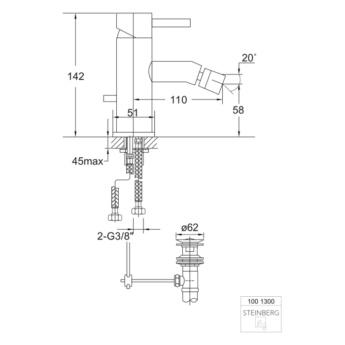 Steinberg Serie 100 Bidet-Einhebelmischbatterie