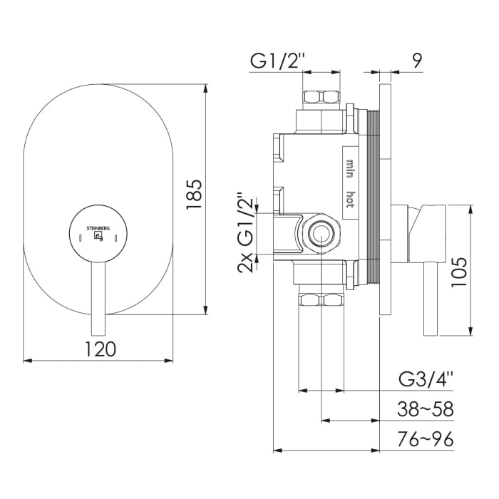Steinberg Serie 100 Fertigmontageset für Brause-Einhebelmischer