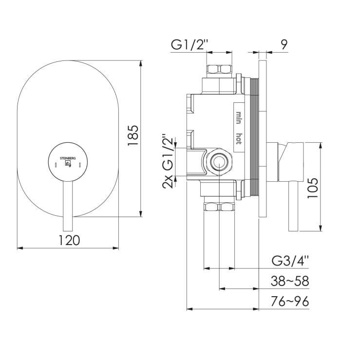 Steinberg Serie 100 Fertigmontageset für Brause-Einhebelmischer